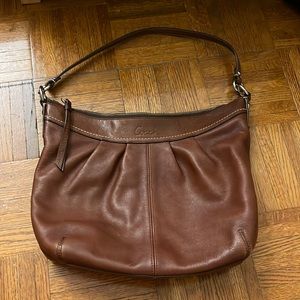 Coach brown leather shoulder bag